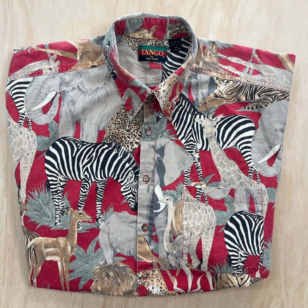 Tango Max Raab Shirt Men XL Safari Wildlife Tropical Short Sleeve Made in USA